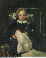 Kind mit Trommel und Hund